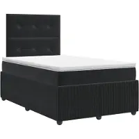 Syfax Cama con somier y colchón, color negro, 120 x 200 cm, tapizada en terciopelo