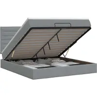 Syfax Cama otomana con colchón Gris Claro 180 x 200 cm Tela