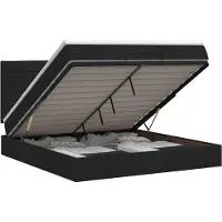 Syfax Cama otomana con colchón, color negro, 140 x 190 cm, tapizada en tela
