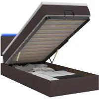vidaXL : Banco-cama con colchón y luces LED, color marrón oscuro, 90 x 200 cm, tapizado en tela