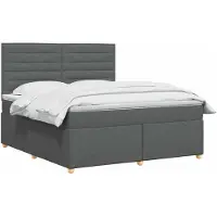 vidaXL Cama con somier y colchón de la marca , color gris oscuro, dimensiones 160 x 200 cm, tapizada en tela