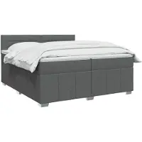 vidaXL Cama boxspring con somier y colchón LED, color gris oscuro, 200 x 200 cm, tapizada en tela