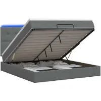 vidaXL : Banco-cama con colchón y luces LED, color gris oscuro, 140 x 190 cm, tapizado en tela
