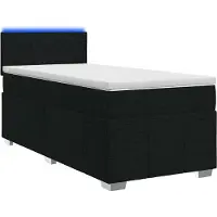 Syfax Cama con somier y colchón, color negro, 90 x 200 cm, tapizada en tela