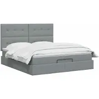 vidaXL : Banco-cama con colchón y luces LED, gris claro, 180 x 200 cm, tapizado en tela