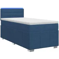 Syfax Cama con somier y colchón, con cabecero, color azul, 100 x 200 cm, tapizada en tela