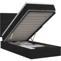 Syfax Cama otomana con colchón, color negro, 90 x 190 cm, tapizada en tela
