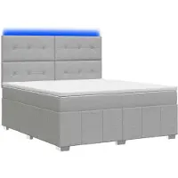 Syfax Cama con somier y base LED, colchón incluido, color gris claro, 160 x 200 cm, tapizada en tela