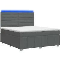 Syfax Cama con somier y colchón LED, color gris oscuro, 160 x 200 cm, tapizada en tela