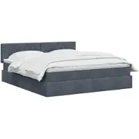 vidaXL Cama con almacenamiento LED, color gris oscuro, 140 x 190 cm, tapizada en terciopelo