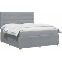 vidaXL Cama con somier y colchón de la marca , color gris claro, dimensiones 140 x 200 cm, tapizada en tela