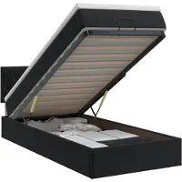 Syfax Cama otomana con colchón y cabecero, color negro, 90 x 200 cm, tapizada en terciopelo