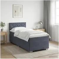 vidaXL Cama con somier y colchón, con iluminación LED, color gris oscuro, 90 x 190 cm, tapizada en terciopelo