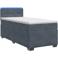 vidaXL Cama con somier y colchón, con iluminación LED, color gris oscuro, 80 x 200 cm, tapizada en terciopelo
