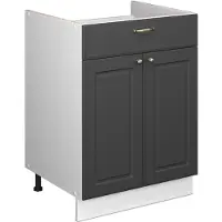 Vicco Mueble bajo para fregadero/placa Fame-Line Antracita-Oro Landhaus/Blanco 60 cm con cajón, sin encimera, Model 60944