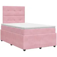 Syfax Cama con somier y colchón, con cabecero, color rosa, 120 x 200 cm, tapizada en terciopelo