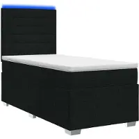 Syfax Cama con somier y base LED, con colchón, color negro, 100 x 200 cm, tapizada en tela