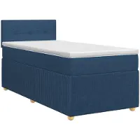 Syfax Cama con somier y colchón, con cabecero, color azul, 100 x 200 cm, tapizada en tela