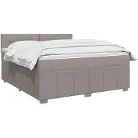 vidaXL Cama con somier y colchón de la marca , color taupe, 140 x 200 cm, tapizada en tela