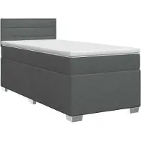 vidaXL Cama con somier y colchón de la marca , color gris oscuro, dimensiones 80 x 200 cm, tapizada en tela
