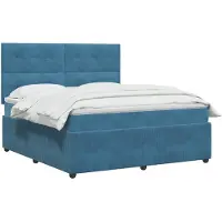 vidaXL Cama con somier y colchón, con cabecero, color azul, 180 x 200 cm, tapizada en terciopelo