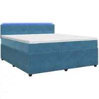 vidaXL Cama con somier y colchón, con cabecero, color azul, 160 x 200 cm, tapizada en terciopelo