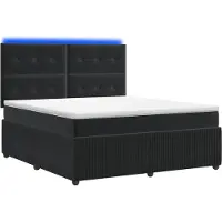 Syfax Cama con somier y colchón LED, color negro, 140 x 190 cm, tapizada en terciopelo