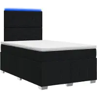 Syfax Cama con somier y base LED, con colchón, color negro, 120 x 200 cm, tapizada en tela