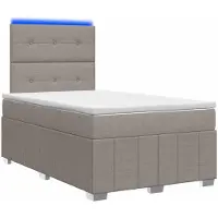 Syfax Cama con somier y colchón LED, color taupe, 120 x 190 cm, tapizada en tela