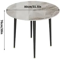 StarTech.com Mesa redonda de mármol sintético: mesa de comedor de 80 cm de diámetro, para 2-4 personas, con apariencia de mármol, estructura de metal, diseño moderno, color gris