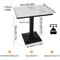 StarTech.com Mesa rectangular para comedor o cocina, con tablero de sinterizado con aspecto de mármol, base tipo tulipán, para 2-4 personas, dimensiones 76x60x78 cm, con ruedas, color blanco jade y negro