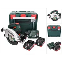 Metabo Sierra circular a batería KS 18 LTX 66 BL de 18 V y 165 mm + 2 baterías de 10,0 Ah + cargador + metaBOX