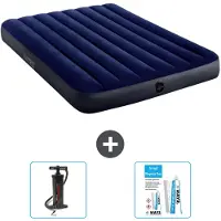 Intex Colchón inflable - Cama doble - 137 x 191 x 25 cm - Azul - Incluye bomba y kit de reparación