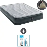 Intex Colchón inflable - Para 2 personas - 152 x 203 x 33 cm - Gris - Incluye bomba - Kit de reparación