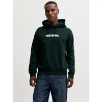 Jack & Jones Sudadera 'JJMUNK' taupe / verde oscuro / blanco