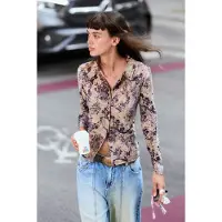 Desigual , Camisa Flocada, Mujer, Poliester, Negro, S