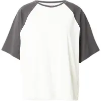 Weekday Camiseta 'Freya' gris oscuro / blanco