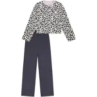Schiesser Pijama ' Nightwear ' azul oscuro / gris claro / blanco