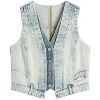 Desigual , Chaleco vaquero combinado, Mujer, Azul, XL