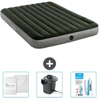 Intex Colchón inflable - Para 2 personas - 152 x 203 x 25 cm - Verde - Incluye sábana ajustable y kit de reparación de bomba