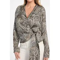 Guess Marciano GUESS Alanis Wrap Ls Blous Floral Paisley Taupe Talla: 46 | Manga Larga Outlet | Mujer | Negro