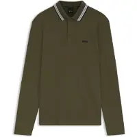 HUGO BOSS para hombre. 50536609 Polo Plisy manga larga verde (M), Casual, Algodón, outlet 2026.
