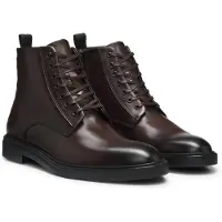 BOSS para hombre. 50573364 Botines de Piel Calev marrón (46), Plano, Cordones, Casual, outlet 2026.