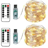 OEM Conjunto de luces LED: 2 cadenas de 100 LEDs, 10 metros, conexión USB, mando a distancia, luz blanca cálida