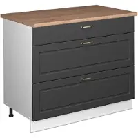 Vicco Mueble bajo de cocina Fame-Line Antracita-Oro Landhaus/Blanco 100 cm, ET Roble, Model 61980