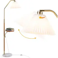 Costway Lámpara de pie de 160 cm, con pantalla de papel plisado, espacio de almacenamiento y casquillo E27