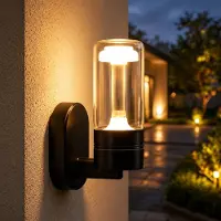 ZMH Lámpara de pared LED para exteriores, IP65, 10W, 3000K. Lámpara de pared para exteriores, iluminación exterior, ideal para fachadas, terrazas, casas, escaleras, pasillos. Color negro