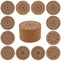 OEM Base de plato de plástico con motivos de flores indias, diámetro de 10 cm, juego de 12 unidades, ideal para mesas, bares, mesas de café, decoración y regalos