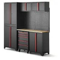 HBM sistema de taller modular 6 piezas, negro rojo, modelo A