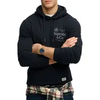 Superdry para hombre. M2014716A Sudadera con capucha 1954 Company Relaxed marino (M), Casual, Algodón, outlet 2026.
